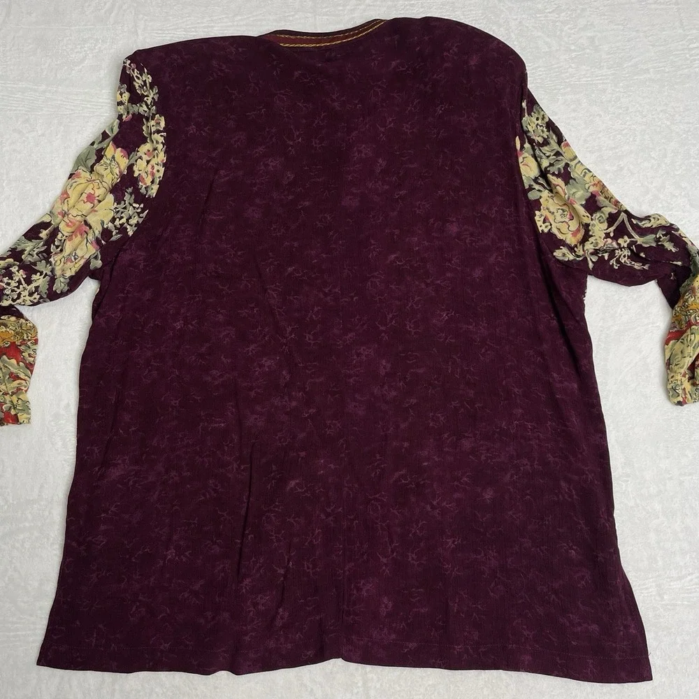 Vintage Carole Little  Size 20 ~ 2 Piece Pants Set Burgundy with‎ floral